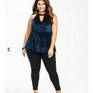SOLD BNWT Torrid Blue velvet peplum, size 0